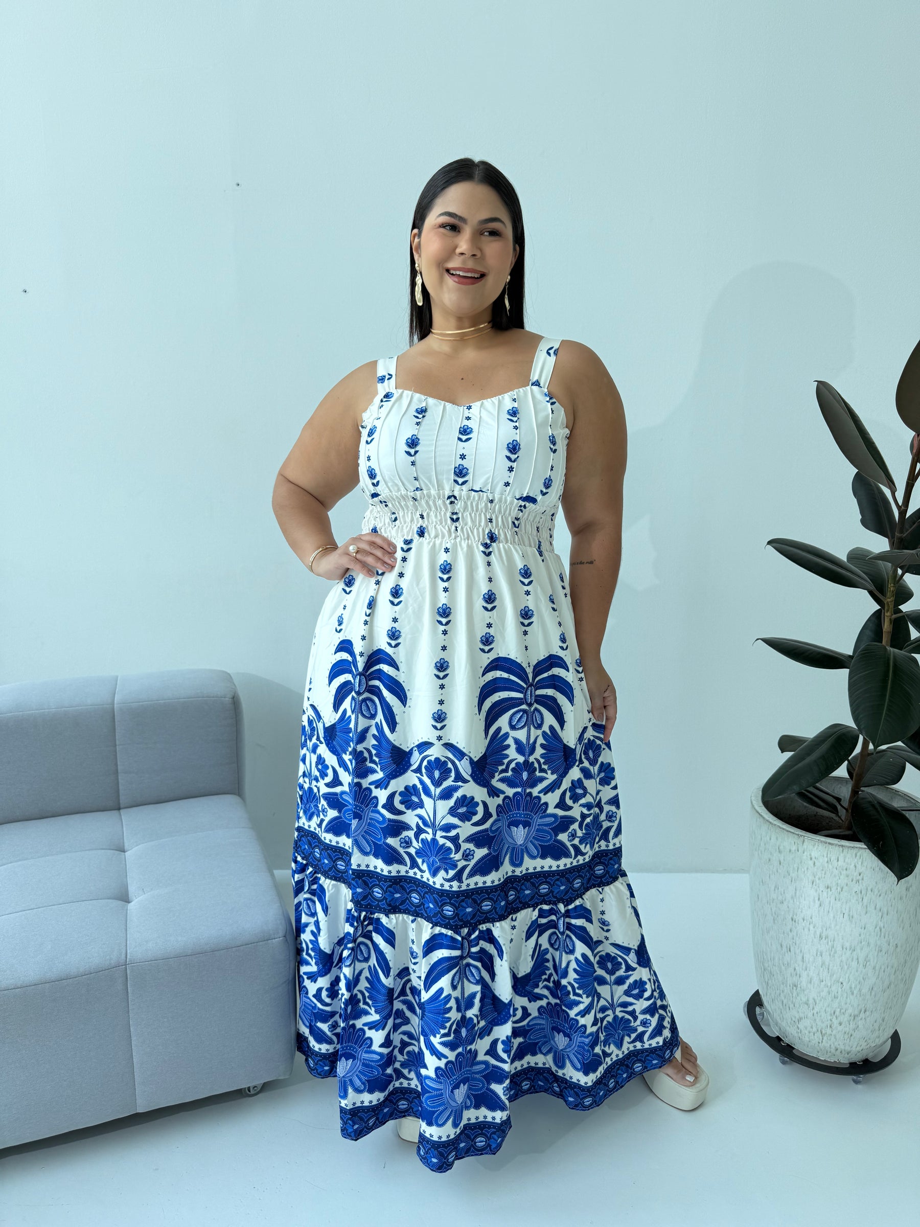 Vestido Feminino Crepe de Seda com Elástico nas Costas – Tayla Sandra Fashion