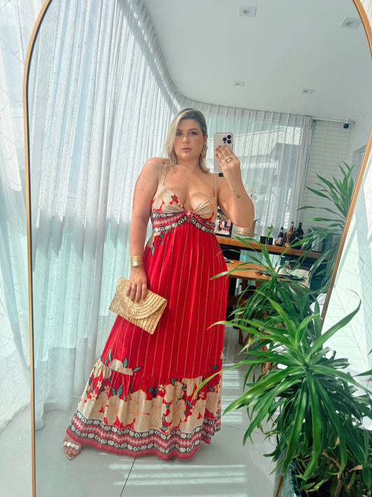 Vestido Longo Estampado Feminino