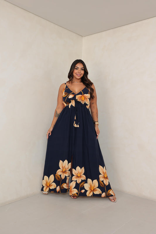 Vestido Longo Luxury – Estampa de outono