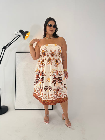Vestido Daniela Laranja - Fresco e tropical perfeito pra quem ama se sentir linda sem esforço