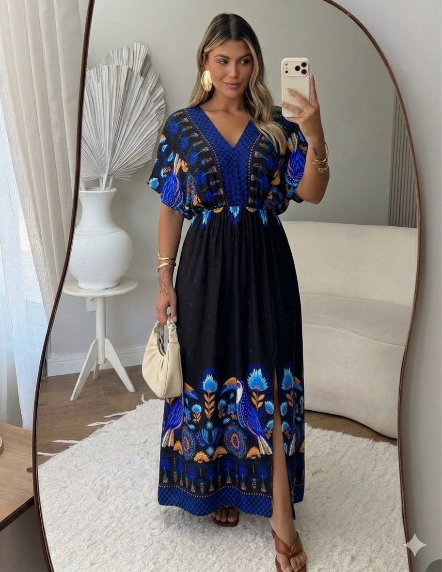 Vestido Encanto Floral Preto – Elegância Clássica e Feminilidade Natural