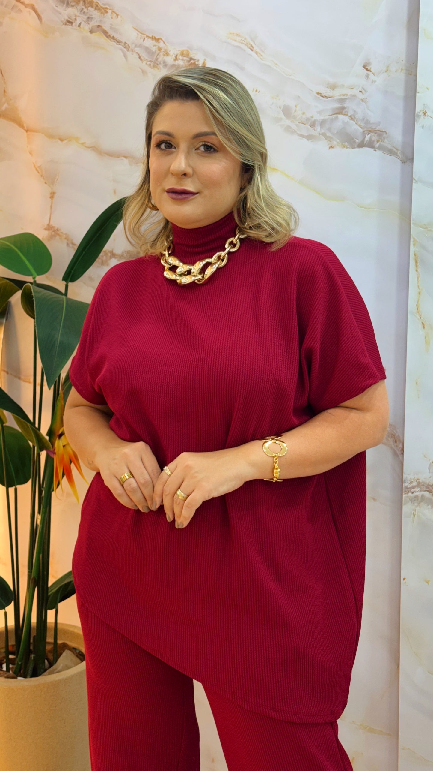 Conjunto Feminino em Malha Creponada