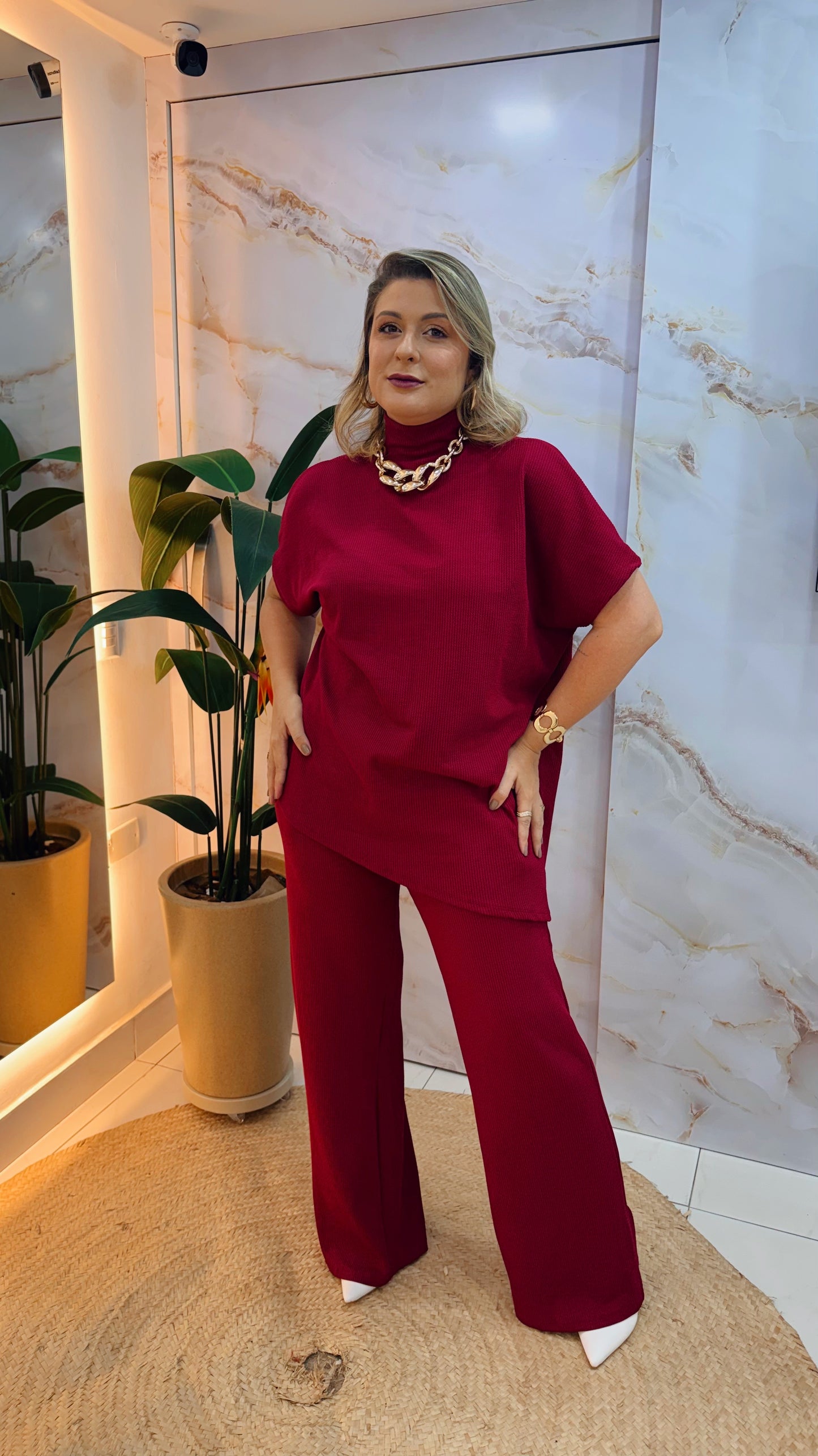 Conjunto Feminino em Malha Creponada