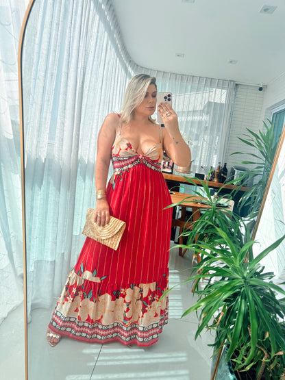 Vestido Longo Estampado Feminino