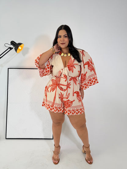 Macaquinho Viscolinho Andressa - Elegância Estampada e Conforto Absoluto