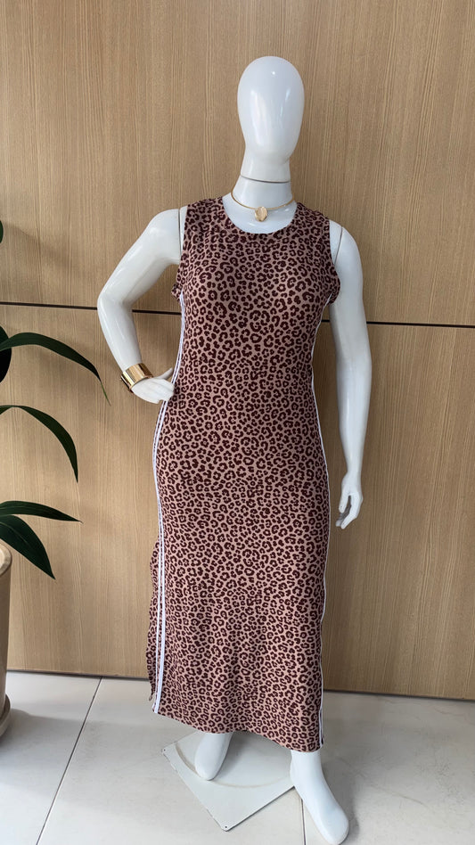 Vestido Longo Animal Print Feminino