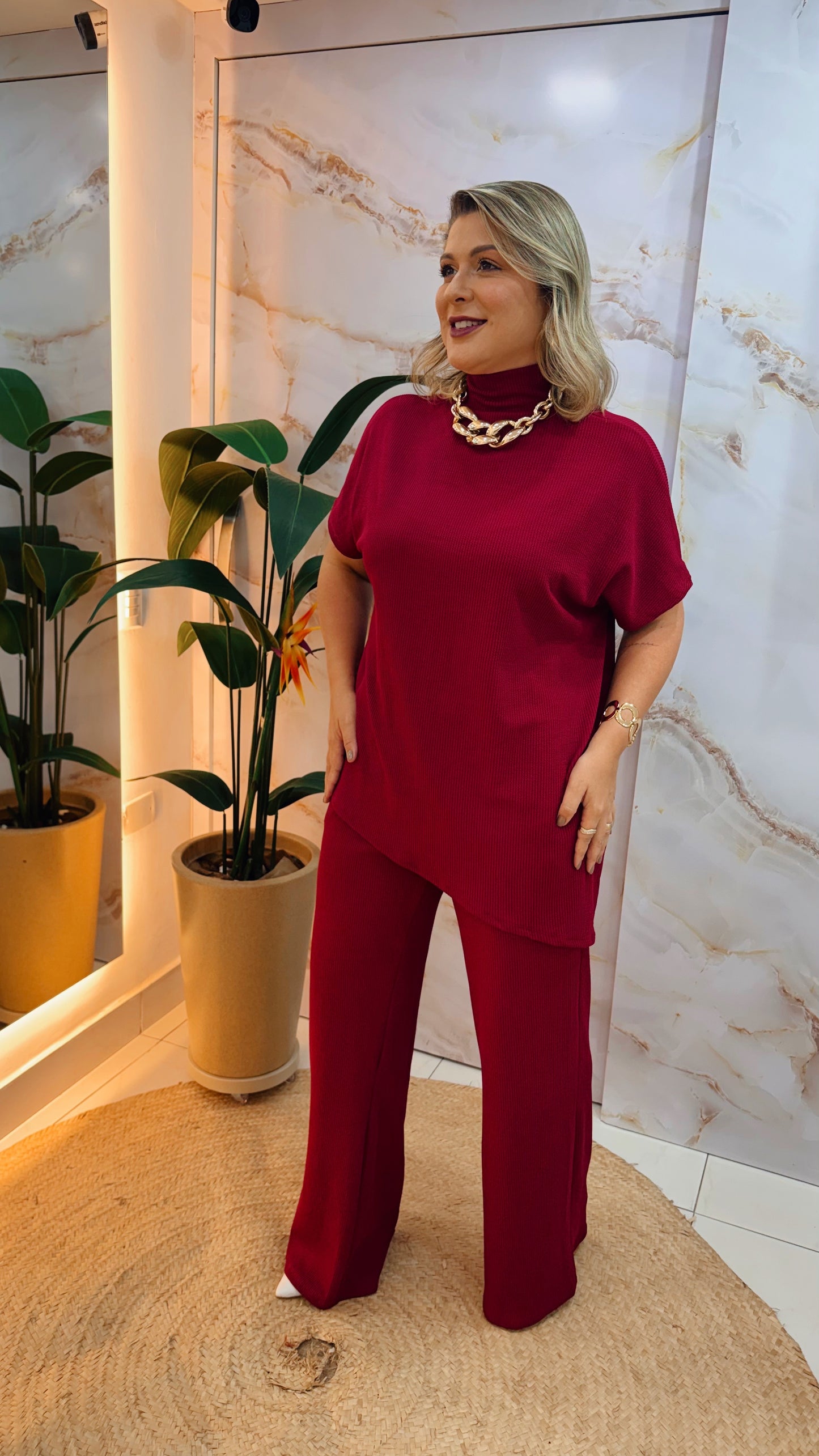 Conjunto Feminino em Malha Creponada