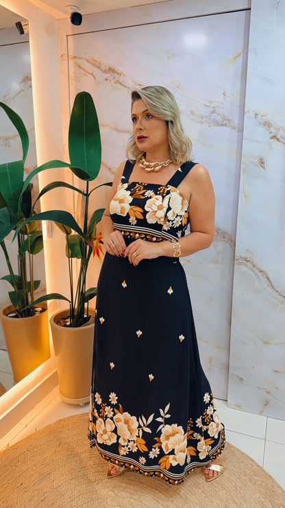 Vestido Longo Camile – Estampa de outono