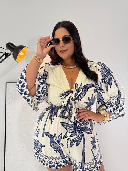 Macaquinho Viscolinho Andressa - Elegância Estampada e Conforto Absoluto