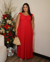 Vestido Maxi Vermelho com Busto Franzido Fernanda - Feminino, confortável e cheio de presença