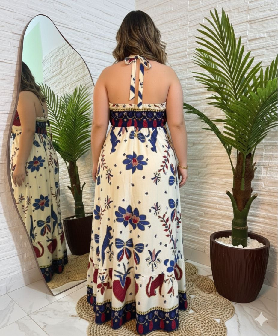 Vestido Longo Laís em Viscolinho - Elegância e Frescor que Abraçam Suas Curvas