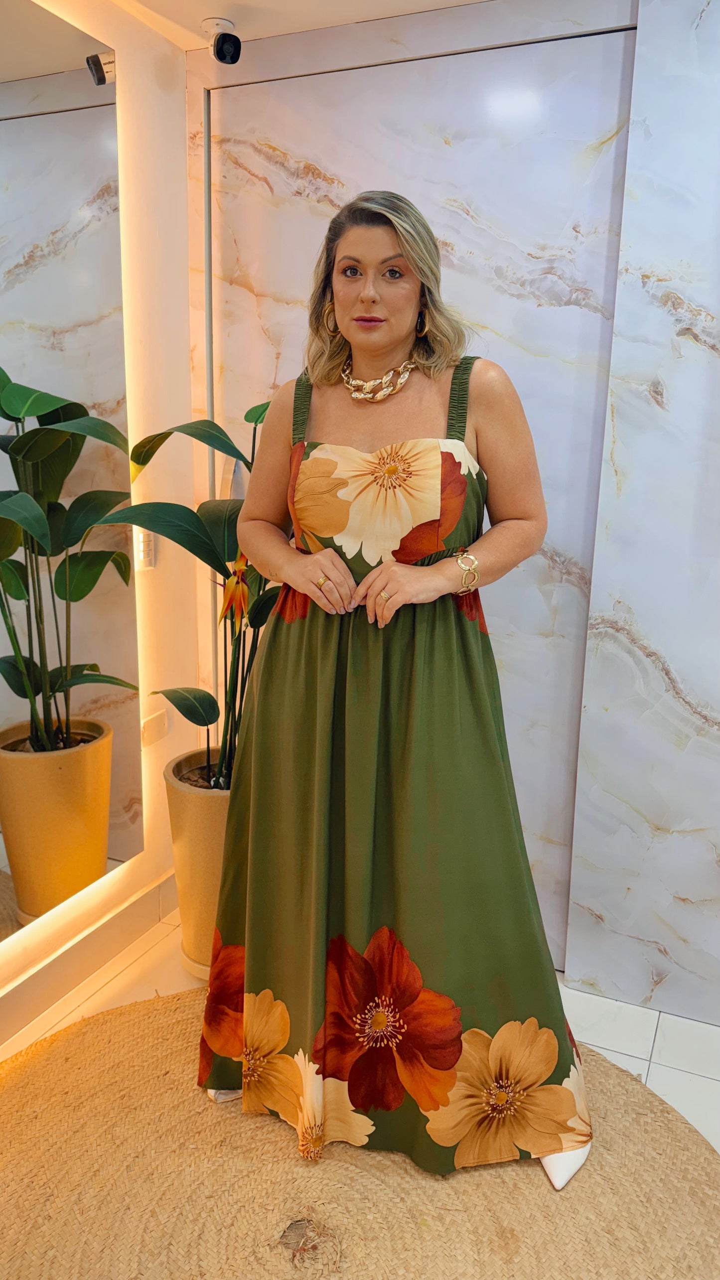 Vestido Longo Flora – Estampa de outono