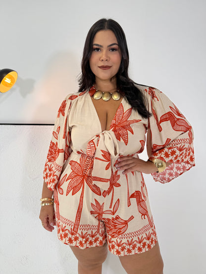 Macaquinho Viscolinho Andressa - Elegância Estampada e Conforto Absoluto