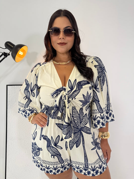 Macaquinho Viscolinho Andressa - Elegância Estampada e Conforto Absoluto