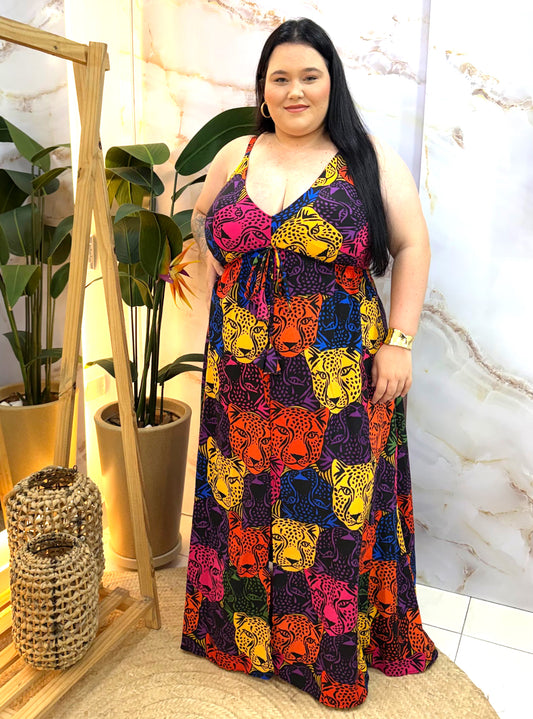 Vestido Longo Safari Luxury – Estampa de Onça