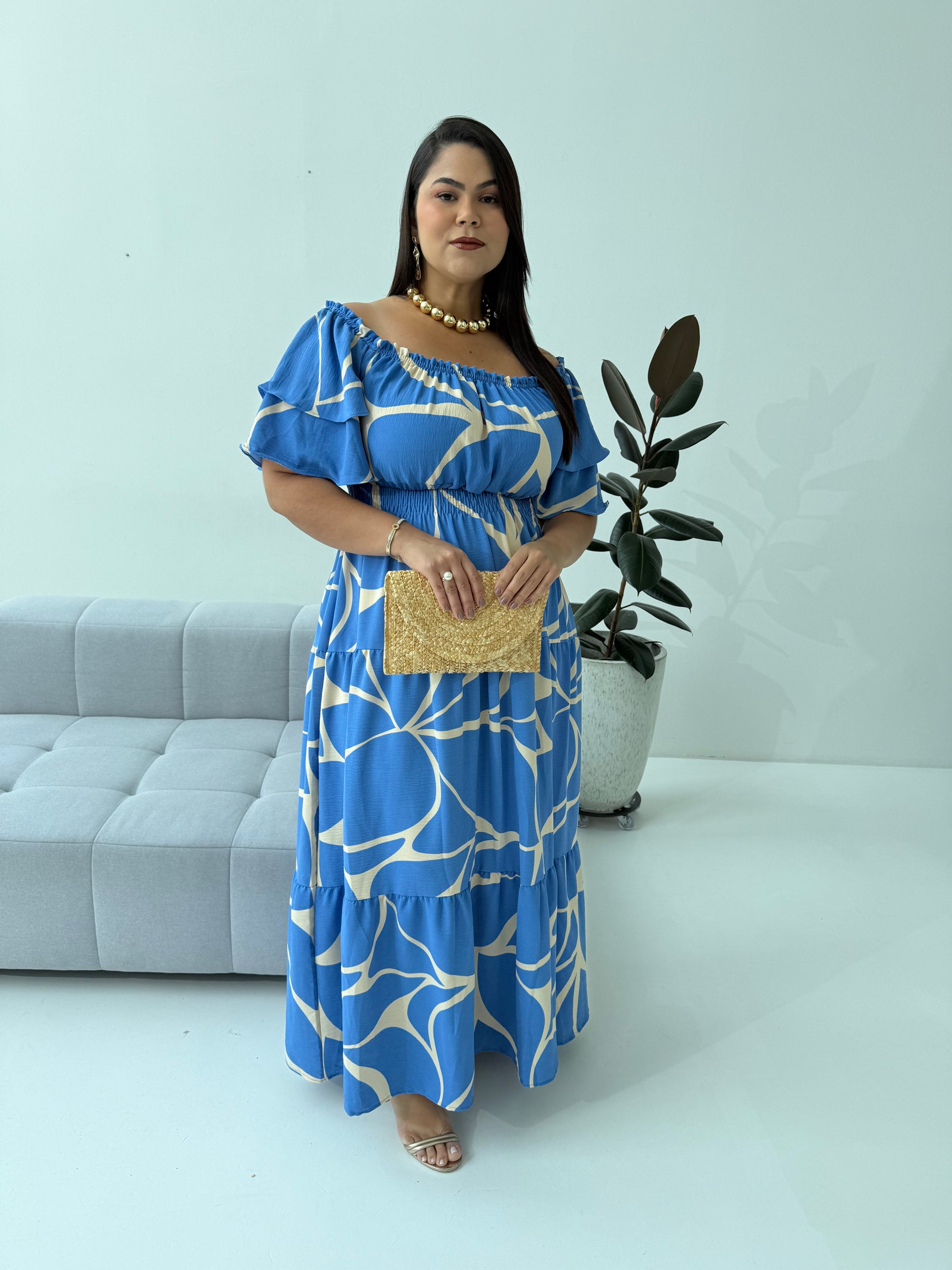 Vestido Lola Estampado – Elegância e Conforto em Tecido de Caimento Perfeito