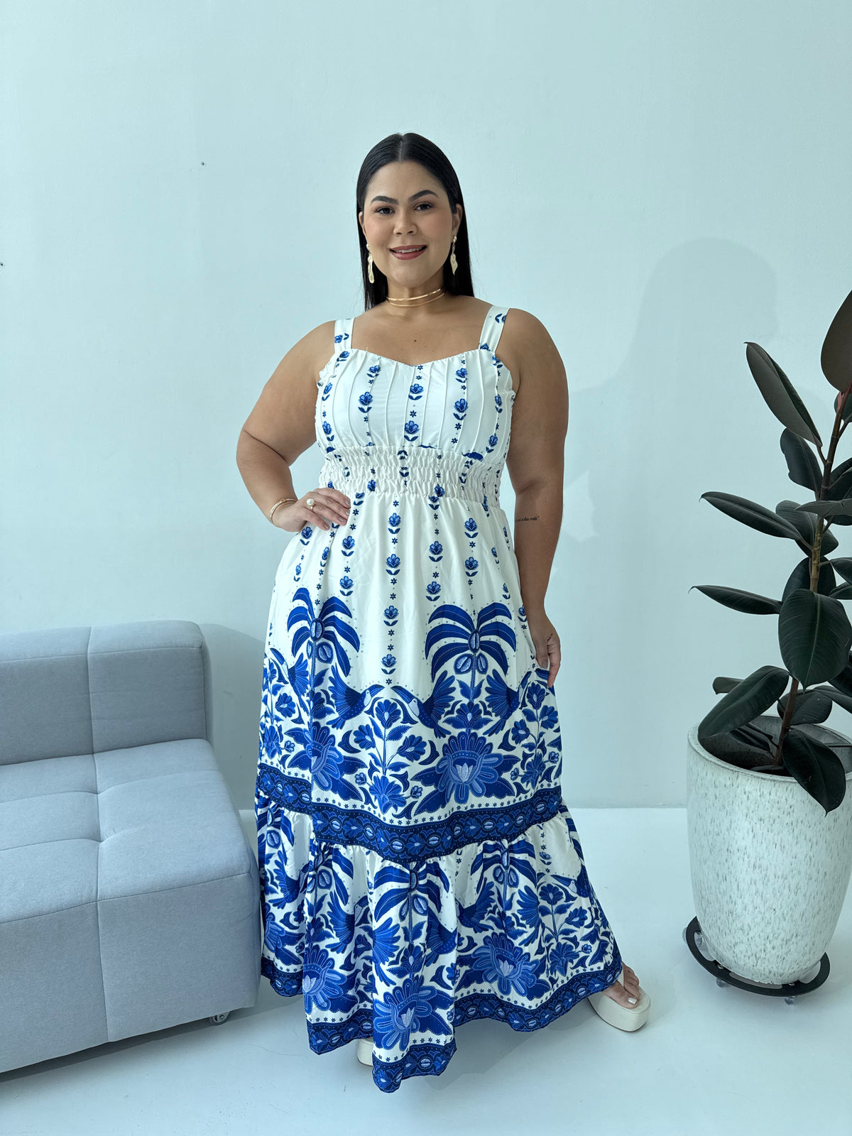 Vestido Feminino Crepe de Seda com Elástico nas Costas – Tayla Sandra Fashion