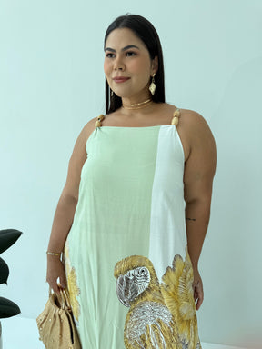 Vestido Santorine Verde com Branco – Estilo Mediterrâneo com Leveza e Charme Natural